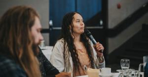 Brittany Woods-Orrison speaks at Indigenous Connectivity Summit 2022