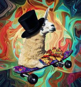A sheep on wheels, showcasing a playful and vibrant design for fashion enthusiasts seeking unique and creative styles.