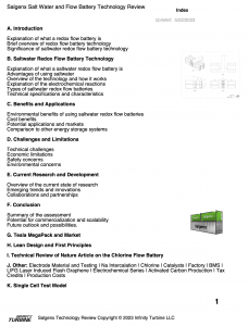 Salgenx Technology Report Contents