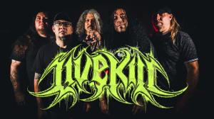 LiveKill (from left to right): Kevin Gallagher (Drums), Erik Lissabet (Bass), Napalm (Lead Guitar), James Hawkins (Vocals), and John Snell (Guitar/Producer)