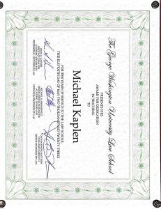 Award from George Washington University Law School