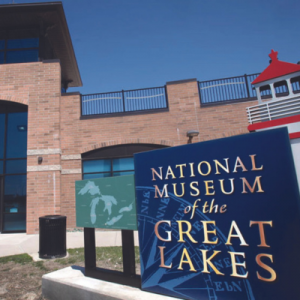 Front of the building at the National Museum of the Great Lakes