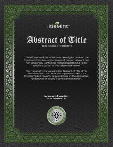 TitleMint Abstract of Title NFT Cover Art