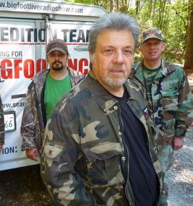 A picture of Tom Biscardi and his Bigfoot hunting team as they prepare to go into the field
