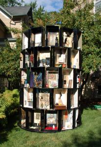 Keith Bringe Lovers Discourse Project Vintage French Wine Crates installed in a garden