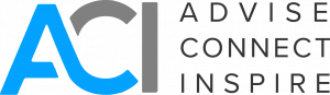 Logo of ACI in blue and grey.