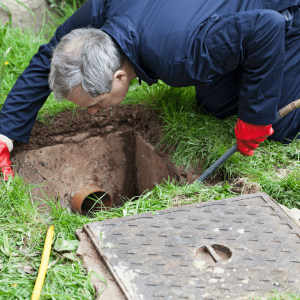 Drain inspection for drain lining installation.