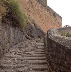 teps climbing up from the Arab baths