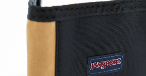 Black and Tan JanSport’s Core Bifold Wallet Zoomed in