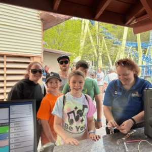 group of guests at Knoebels Guest Services getting Accessibility Card program access