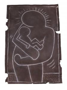 Modern and contemporary works include two Keith Haring (American, 1958-1990) chalk subway graffiti art drawings – Mother and Child (shown) and See no Evil – circa 1983-1985.