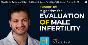 Video "Algorithm for Evaluation of Male Infertility" with Dr. Zamip Patel, BackTable Urology Podcast Ep. 21
