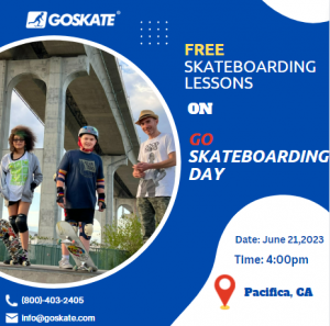 Skateboard Instructor and kids during Free Skate lessons at Pacifica Skatepark