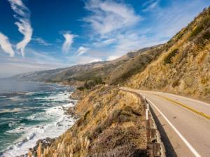 California highway on a fly drive