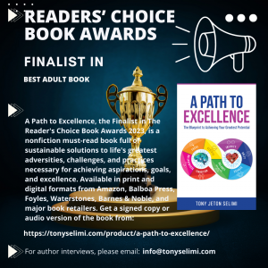 Tony Jeton Selimi’s, A Path to Excellence, Wins the Readers’ Choice Finalist Best Adult Book Award