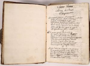 Rare, original, historical copy of the late 1600s book Il Capitolo dei Frati, an ecumenical farce hand-written apparently in the author’s (Sebastiano Chiesa) hand (est. $10,000-$30,000).