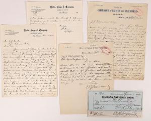 Group of letters related to a Wells, Fargo & Co. stage robbery of a gold strong box, investigated by J. B. Hume, the detective who captured the poet robber Black Bart, 1885 (est. $2,500-$7,500).