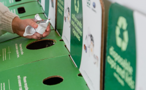 Purchase items you know can be recycled and provide special recycling boxes for each product.