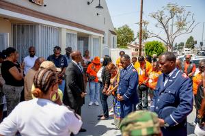 The peace rides stop to pray at the site of recent homicides.