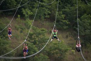 Scouts on a zip line