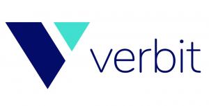 The word "Verbit" in dark blue letters preceded by a large stylized "V" split into dark and light blue colors.