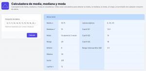 Calculadora de media, mediana y moda