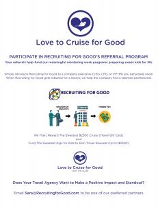 Are you a travel agency/professional in the US that loves to impact kids lives, and sell more cruises? Partner up with Recruiting for Good to do both. www.LovetoCruiseforGood.com