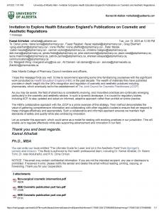 Email to Alberta College of Pharmacy