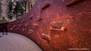 Gordon Huether's "Eternal Flame" Memorial, wall detail, Atlanta GA