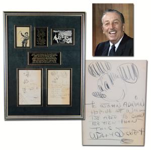 Rare Walt Disney signed sketch of Mickey Mouse, along with sketches and autographs from Goofy, Pluto and Donald Duck animators (est. $25,000-$30,000).