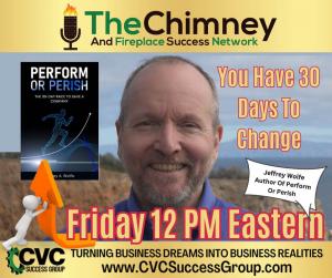 Photo of Jeffrey A. Wolfe overlook the pacific ocean with the CVCSuccessGroup.com logo, the book cover for "Perform Or Perish: The 30-Day Race To Save A Company," a teaser headline stating "You Have 30-Days To Change," with a footer stating CVC Success Gr