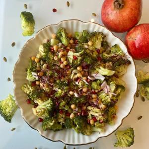 Broccoli salad with tahini dressing by Elizabeth