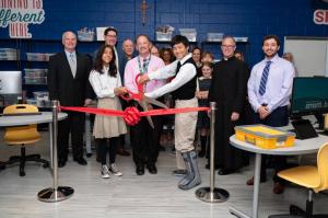 Students Cutting the Ribbon at OLA's SmartLab Ribbon Cutting