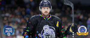 Jacksonville Icemen player on the ice looking at camera