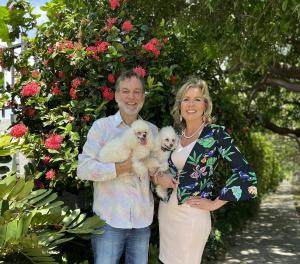 Christi Tasker, District 2 Miami Commission Candidate with her husband Boyd Tasker and their poodles Bentley and Aston Martin, Kristee Tasker, Kristy Tasker