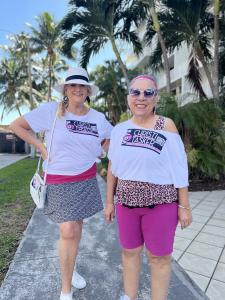 Retired Miami-Dade School Teacher Margie Prieto, Christi's mother, Pamela Davis Reeves, volunteer campaigning VOTE CHRISTI TASKER, Brickell, Miami Commission Meeting, Commissioner for MiamiFebruary Special Election.