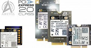 AIRETOS E20 Class: form-factors of the LGA Wi-Fi6 module when placed on carriers for m.2 key, m.2 b-key and miniPCI express