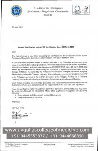 PRC letter from Philippines make only country valid to study for Indian Students