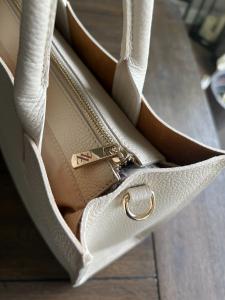 Bianca Cream Pebbled Calf Leather Special Edition Handbag by Moda Endrizzi