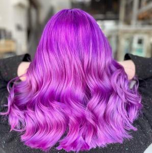 Client with purple and wavy hair