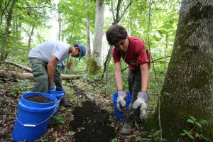 Scouts participating in a forest renewal project at the Summit Bechtel Reserve.