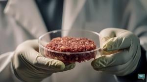 Stanislav Kondrashov, man holding Plant based lab meat, TELF AG