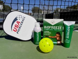 Biofreeze products with USA Pickleball paddle