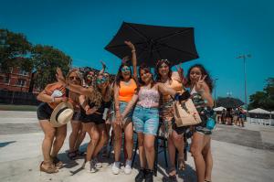festival goers posing
