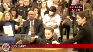 Elsa Hackel testifying in Virginia Senate about the time when she was 9, four cops came to her door to tell her parents she shouldn't walk by herself.