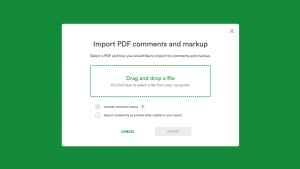 PageProof UI showing how you can import PDF comments with a click of a button.