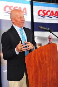 Keynote speaker sharing thoughts about luncheon, in Orlando FL