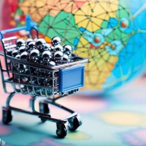 A shopping cart with magnetic spheres SREMs in front of a globe. Magnetsafety.org