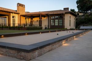 bocce court with landscape lighting