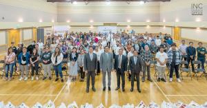 Attendees, volunteers, and INC ministers gather for a large group photo at the “Care for Humanity” event in Parksville, BC.